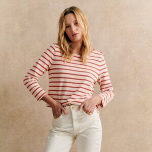 Sezane Colette Marinière Ecru/Coral